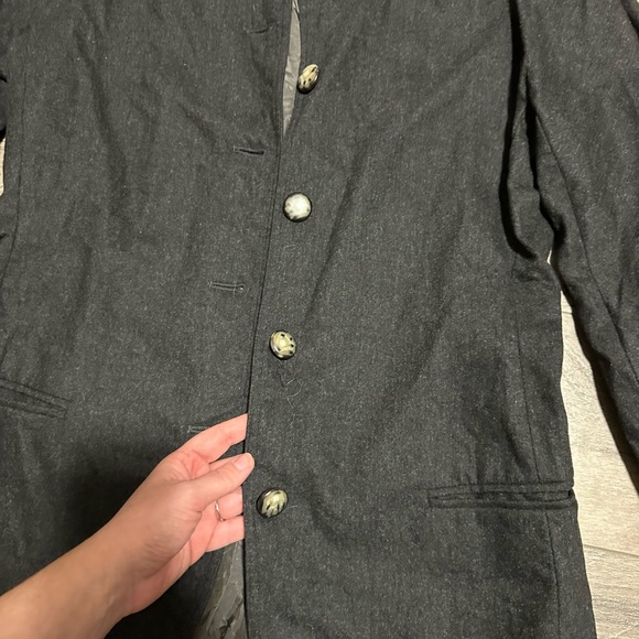 NWOT Max Mara Button Up Collarless Blazer Wool Grey US 8 - Picture 2 of 5